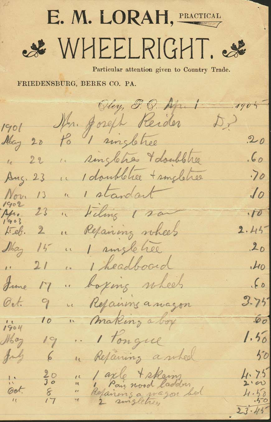 Ledger page from a Wheelright operating around 1900.  From my personal collection.